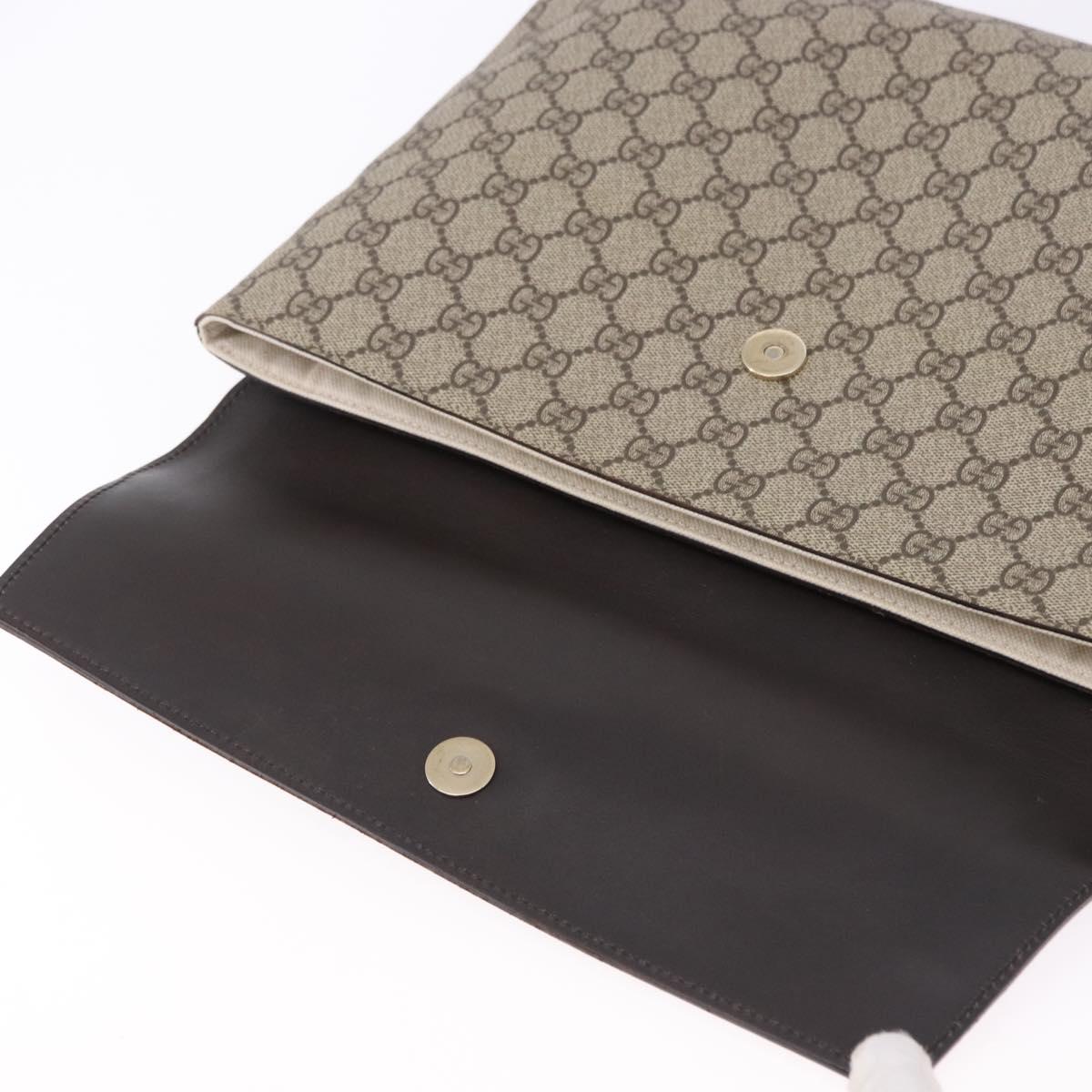 GUCCI GG Supreme Clutch Bag PVC Beige Auth ka5283