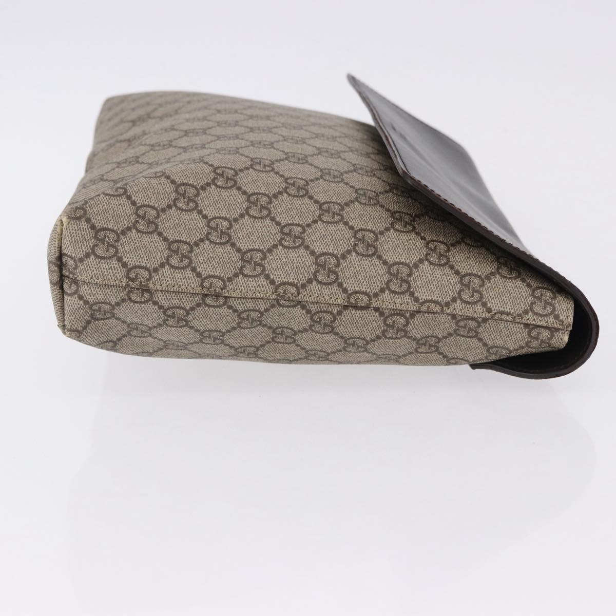 GUCCI GG Supreme Clutch Bag PVC Beige Auth ka5283