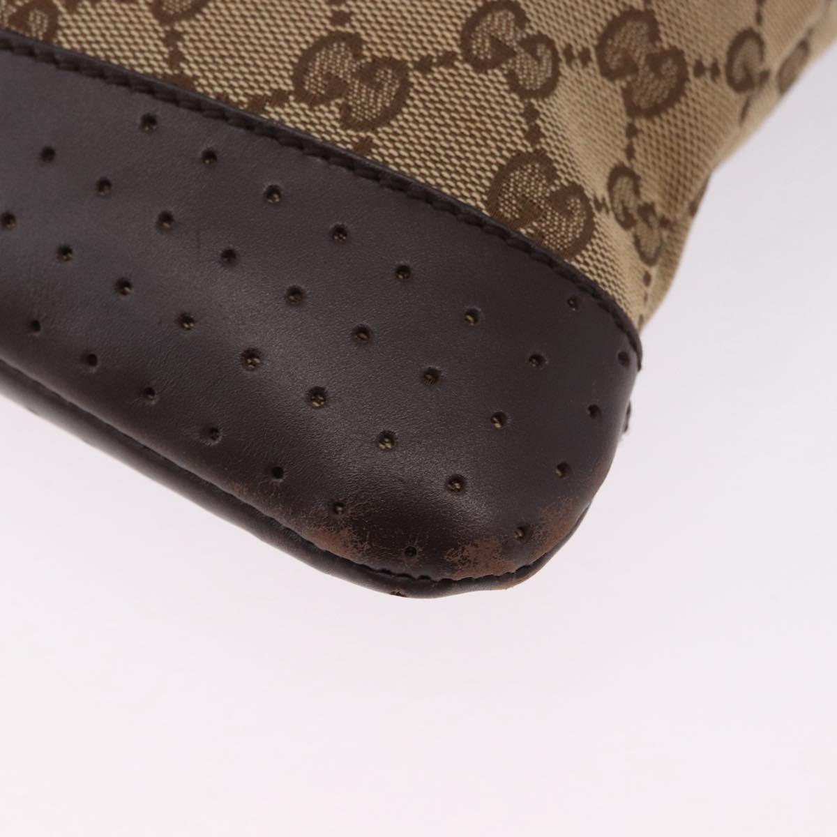 GUCCI GG Canvas Shoulder Bag Beige Silver 145857 Auth ka5285A