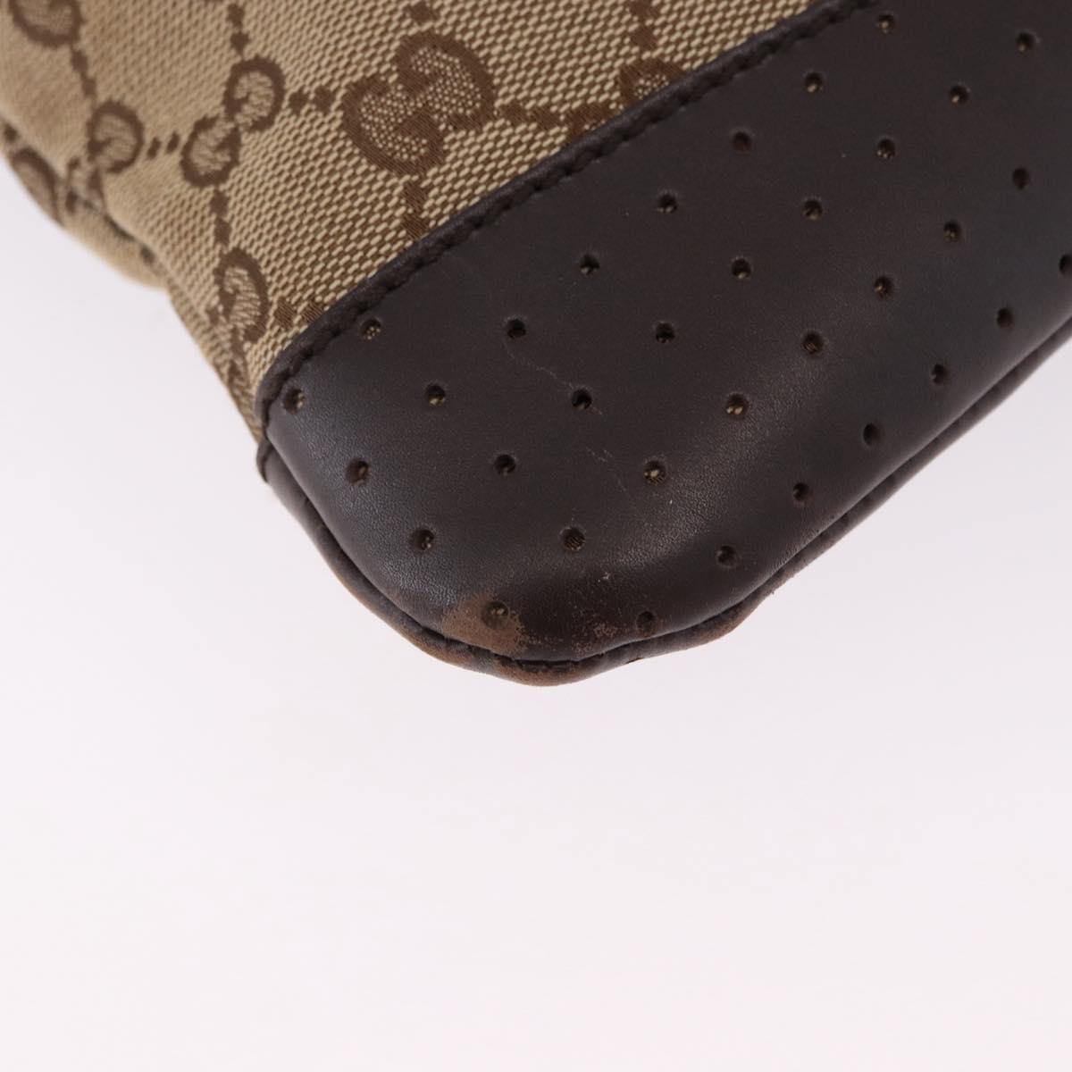 GUCCI GG Canvas Shoulder Bag Beige Silver 145857 Auth ka5285A