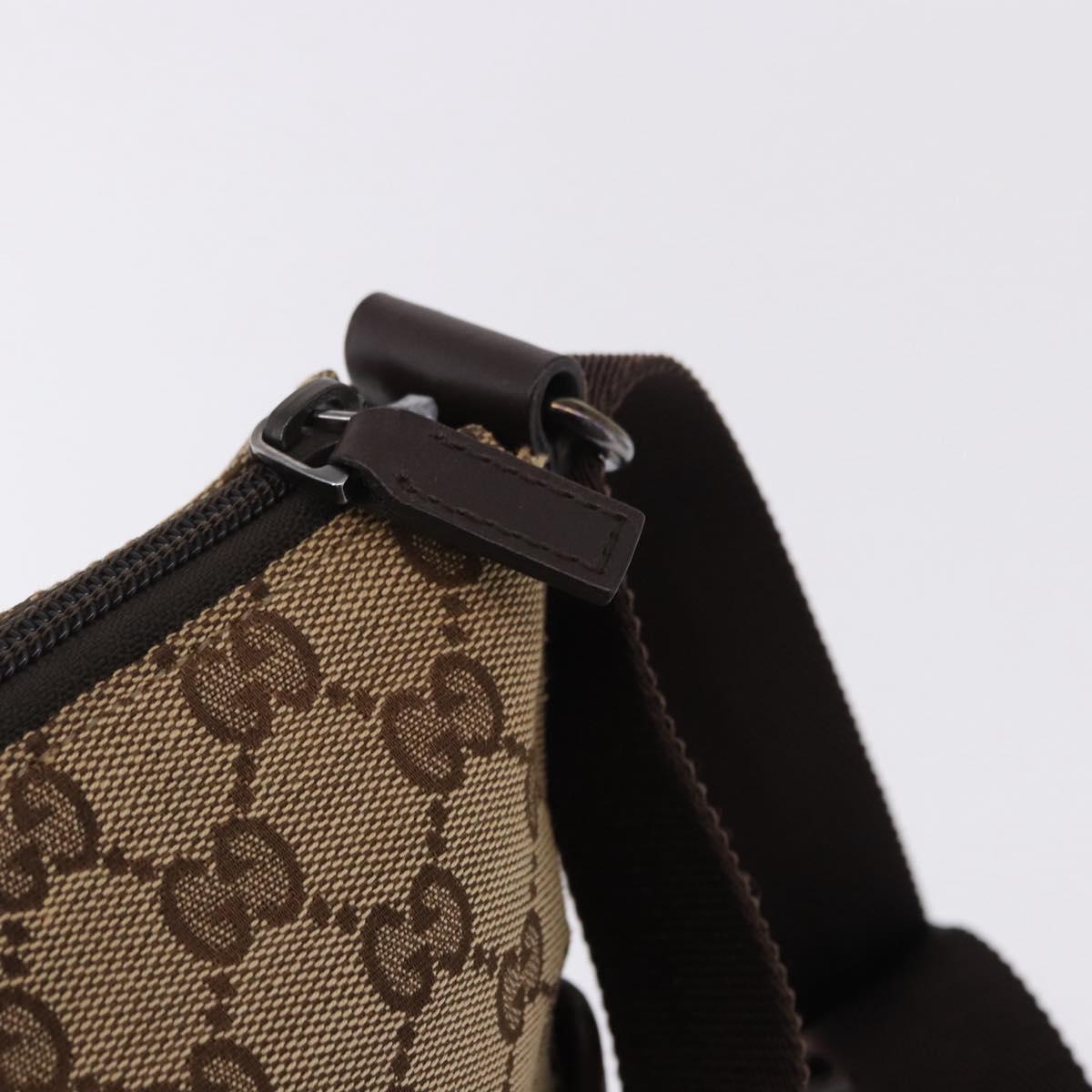 GUCCI GG Canvas Shoulder Bag Beige Silver 145857 Auth ka5285A