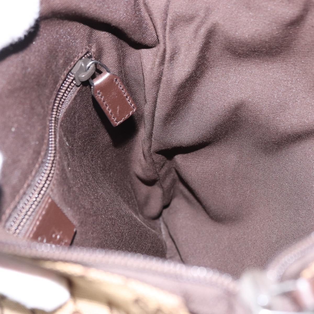 GUCCI GG Canvas Shoulder Bag Beige Silver 145857 Auth ka5285A