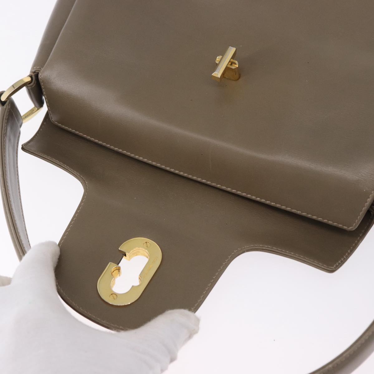 GUCCI Hand Bag Leather Beige Gold 000 406 1080 Auth ka5286