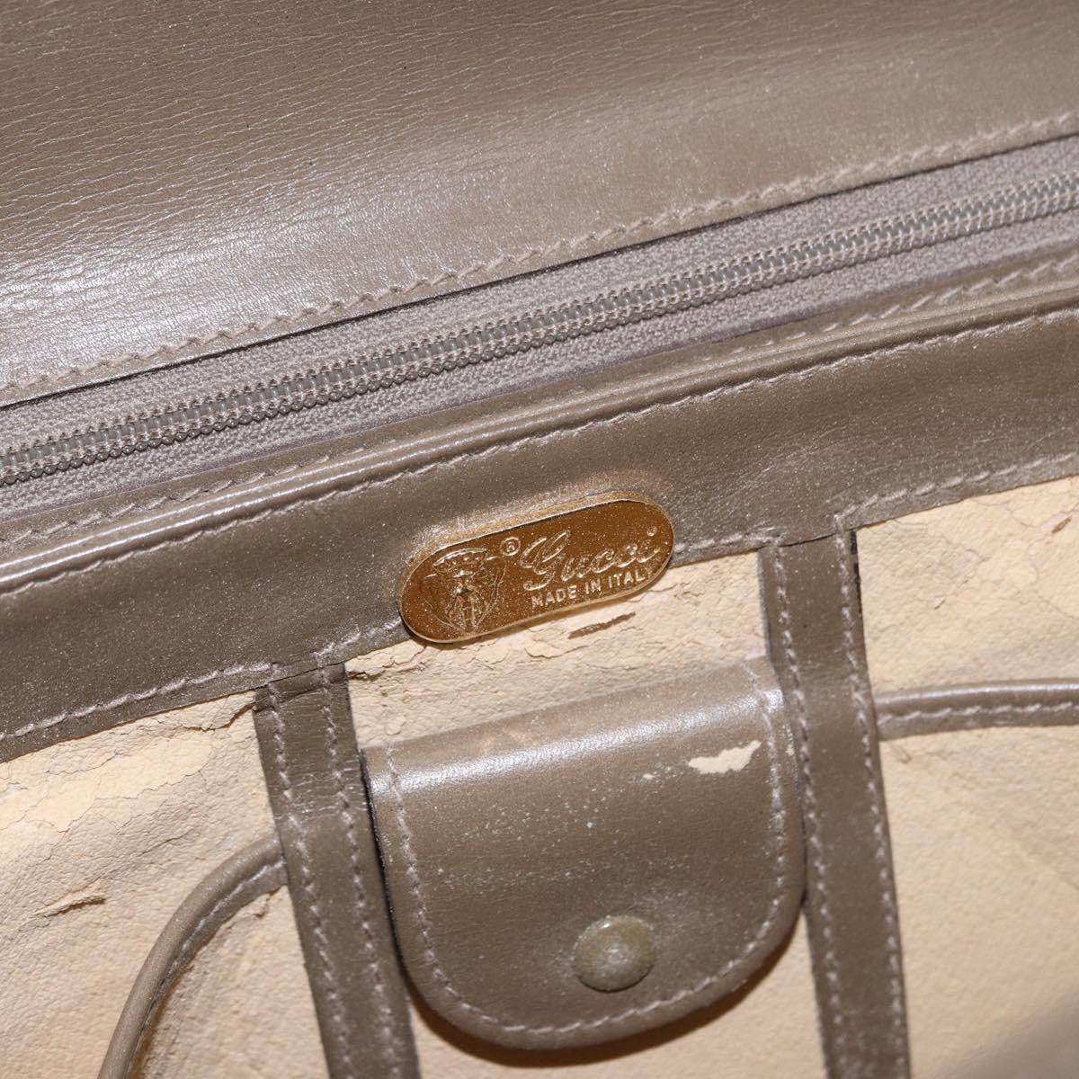 GUCCI Hand Bag Leather Beige Gold 000 406 1080 Auth ka5286