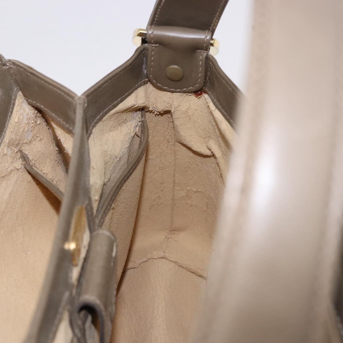GUCCI Hand Bag Leather Beige Gold 000 406 1080 Auth ka5286