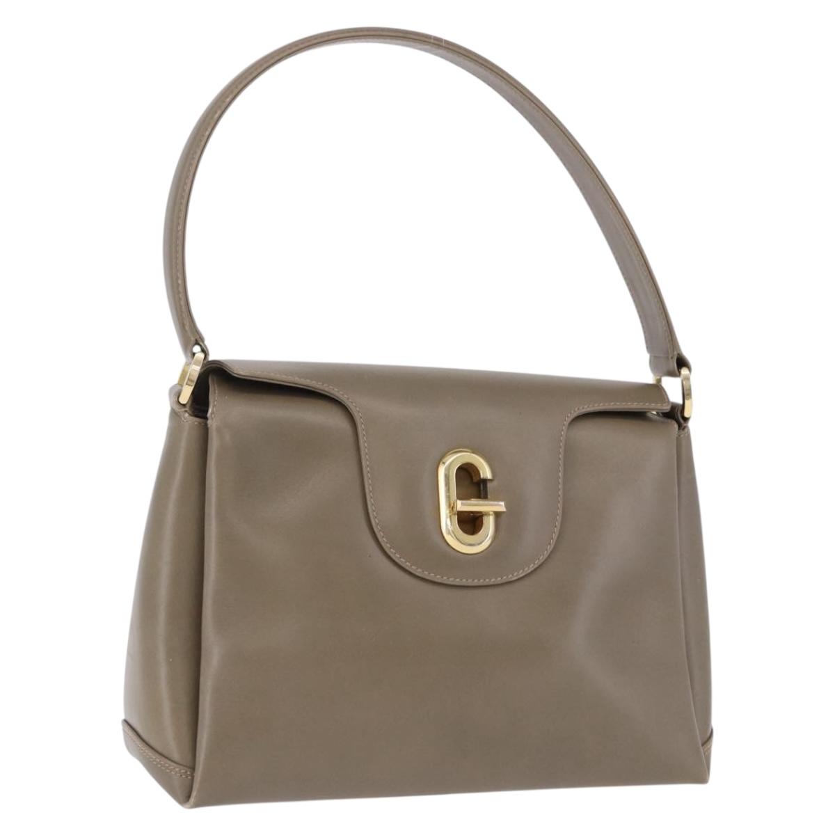 GUCCI Hand Bag Leather Beige Gold 000 406 1080 Auth ka5286