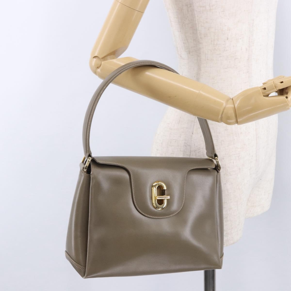 GUCCI Hand Bag Leather Beige Gold 000 406 1080 Auth ka5286