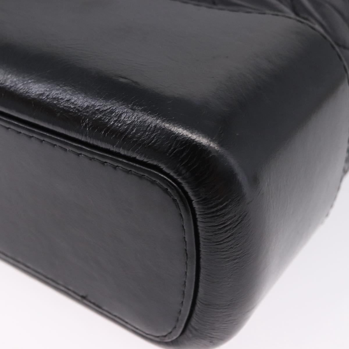 CHANEL Matelasse Gabrielle Deux Bag Lamb Skin Black Gold CC Auth ka5287V