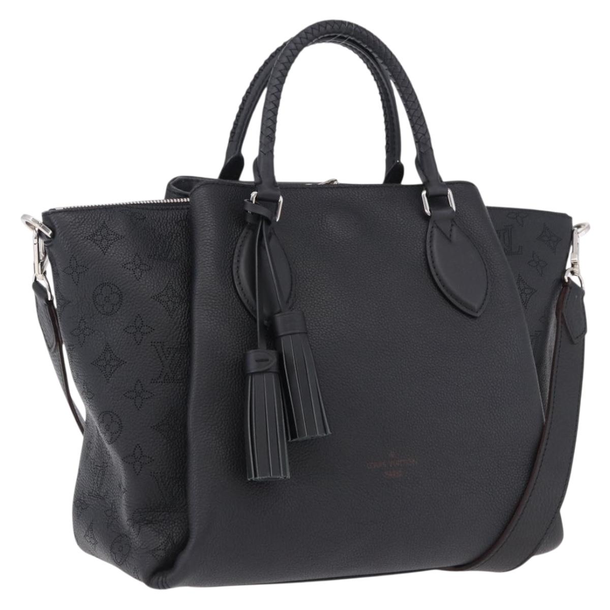 LOUIS VUITTON Mahina Omea Hand Bag Leather Black M55029 LV Auth ka5288V