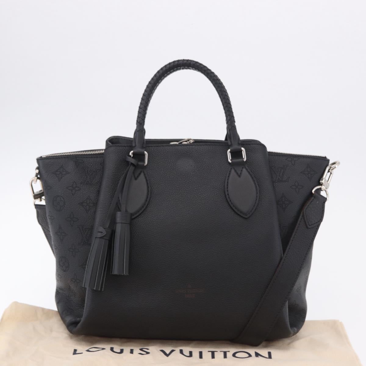 LOUIS VUITTON Mahina Omea Hand Bag Leather Black M55029 LV Auth ka5288V