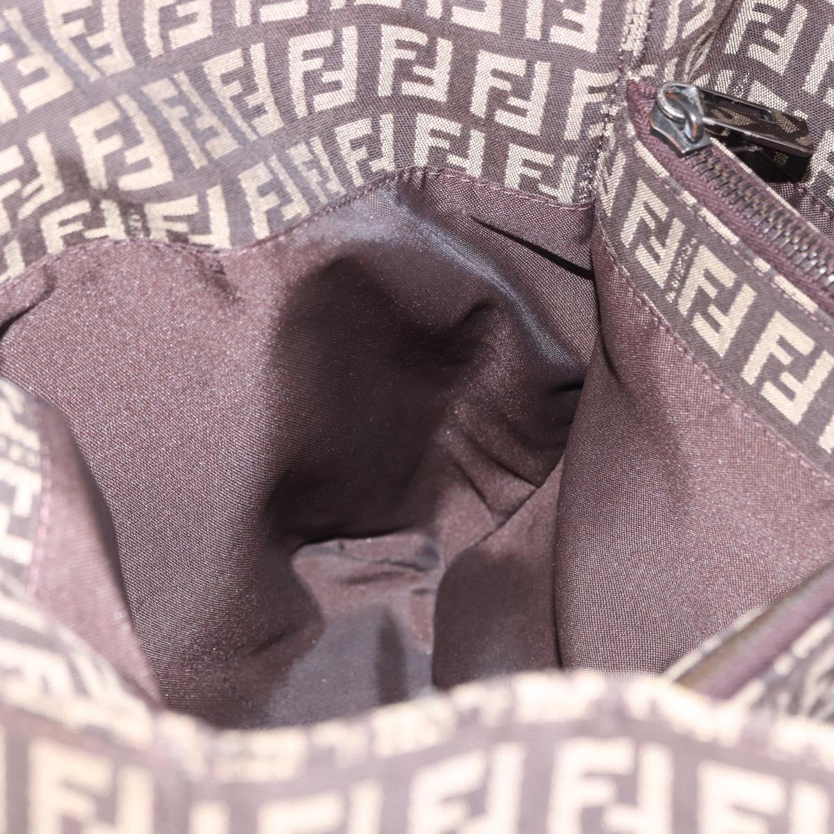 FENDI Zucchino Canvas Hand Bag Brown Auth ka5289