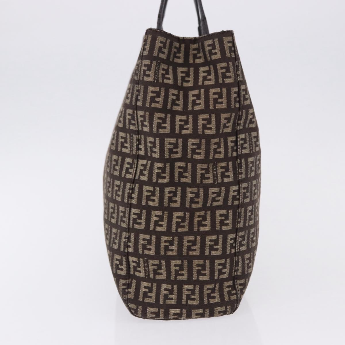 FENDI Zucchino Canvas Hand Bag Brown Auth ka5289