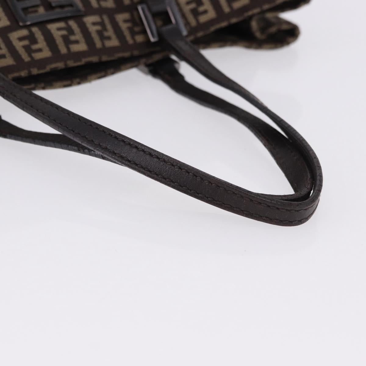 FENDI Zucchino Canvas Hand Bag Brown Auth ka5289