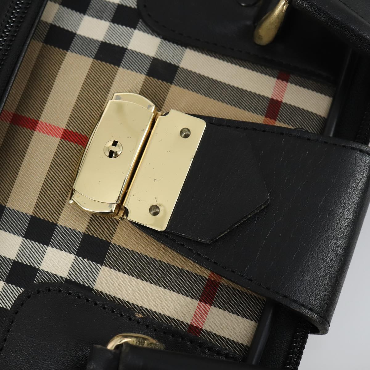 Burberrys Nova Check Garment Cover Canvas Leather Beige Gold Auth ka529