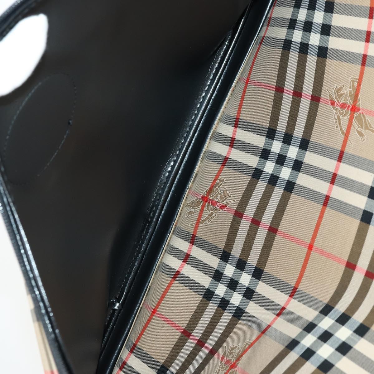 Burberrys Nova Check Garment Cover Canvas Leather Beige Gold Auth ka529