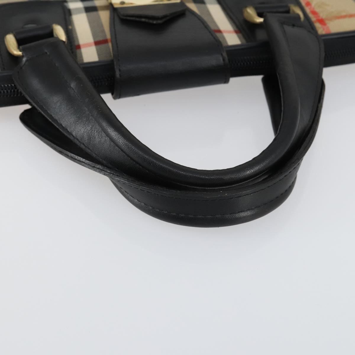 Burberrys Nova Check Garment Cover Canvas Leather Beige Gold Auth ka529