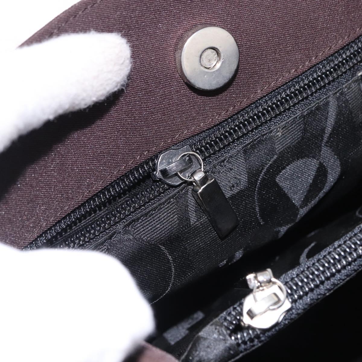 Salvatore Ferragamo Gancini Shoulder Bag Canvas Brown Silver Auth ka5290