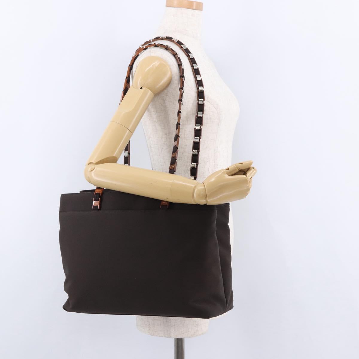 Salvatore Ferragamo Gancini Shoulder Bag Canvas Brown Silver Auth ka5290