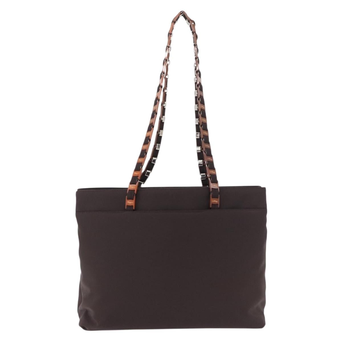 Salvatore Ferragamo Gancini Shoulder Bag Canvas Brown Silver Auth ka5290