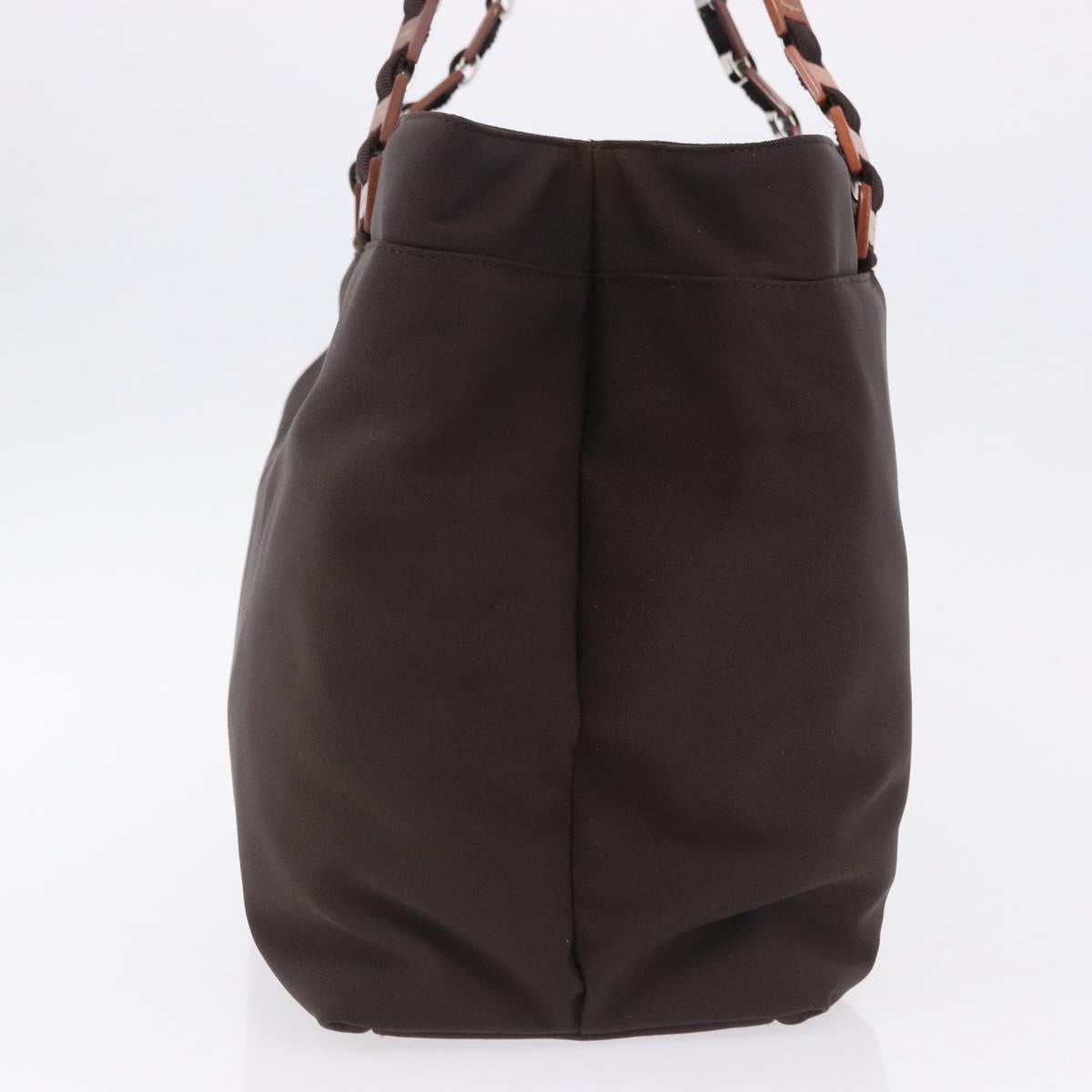 Salvatore Ferragamo Gancini Shoulder Bag Canvas Brown Silver Auth ka5290
