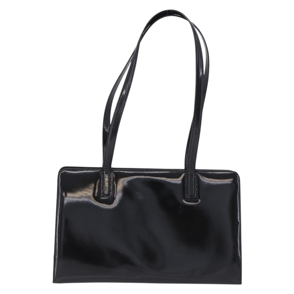Salvatore Ferragamo Gancini Tote Bag Patent leather Black Gold Auth ka5291A