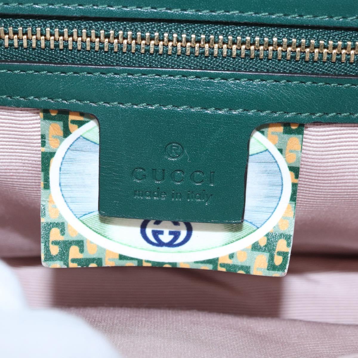 GUCCI Rajah Chain Shoulder Bag Leather Green Gold 537241 Auth ka5294M