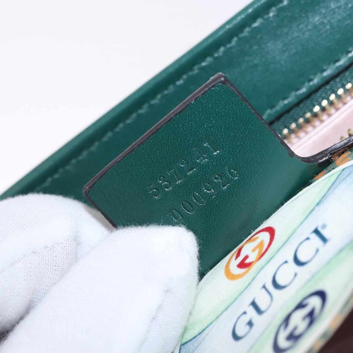 GUCCI Rajah Chain Shoulder Bag Leather Green Gold 537241 Auth ka5294M