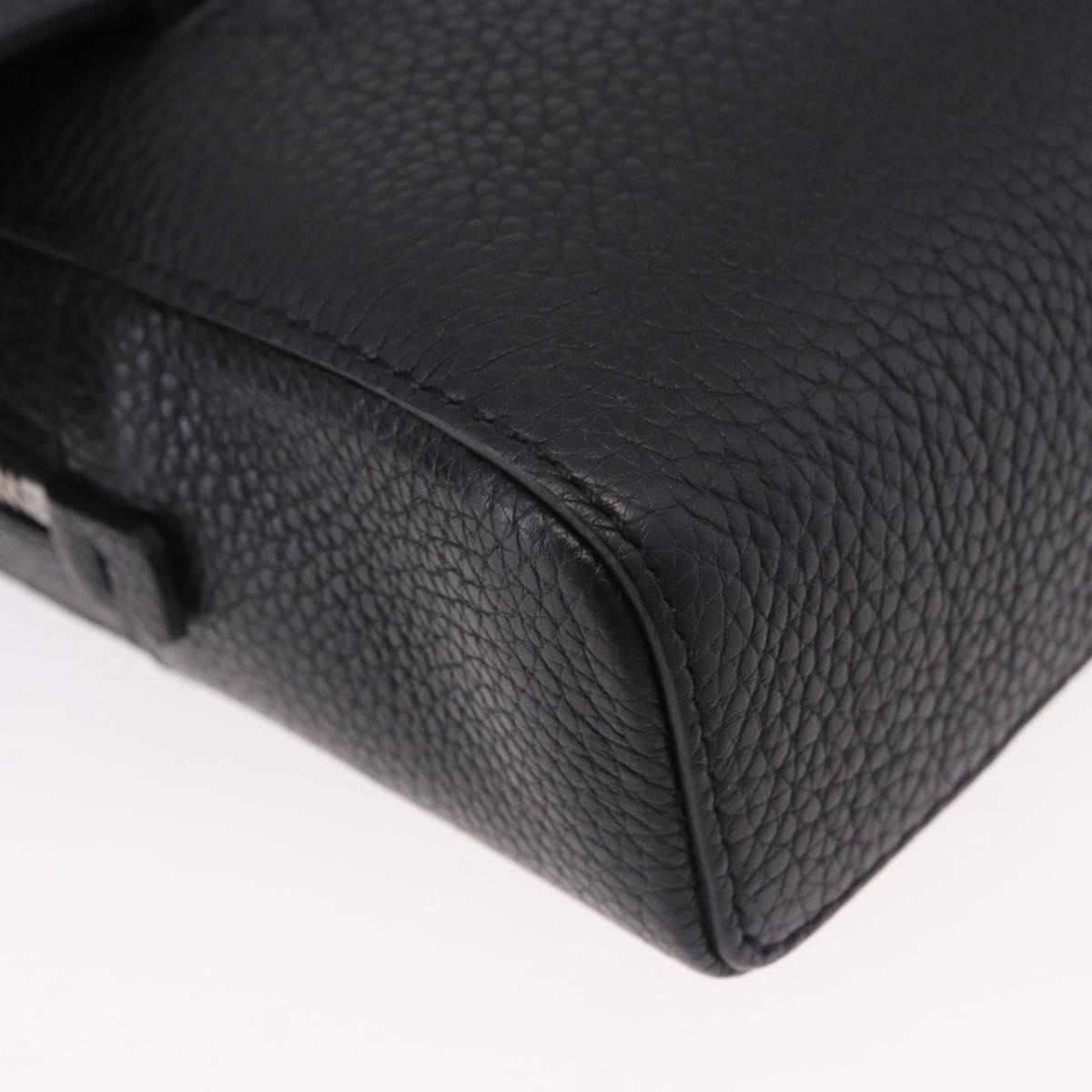 Salvatore Ferragamo Gancini Waist bag Leather Black Silver Auth ka5295A