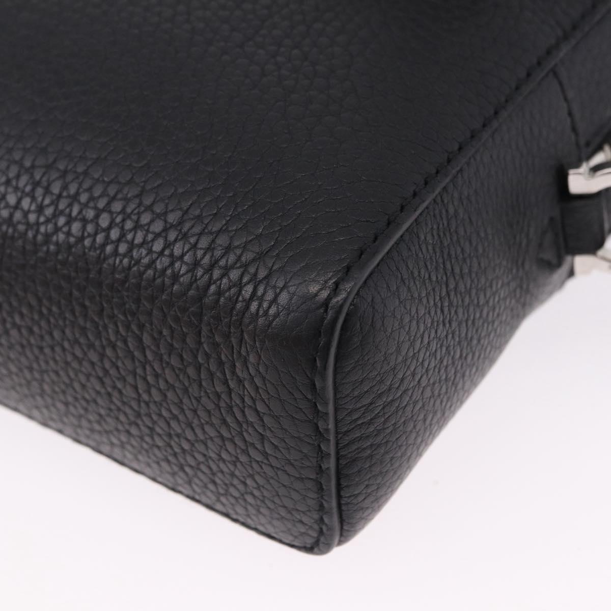Salvatore Ferragamo Gancini Waist bag Leather Black Silver Auth ka5295A