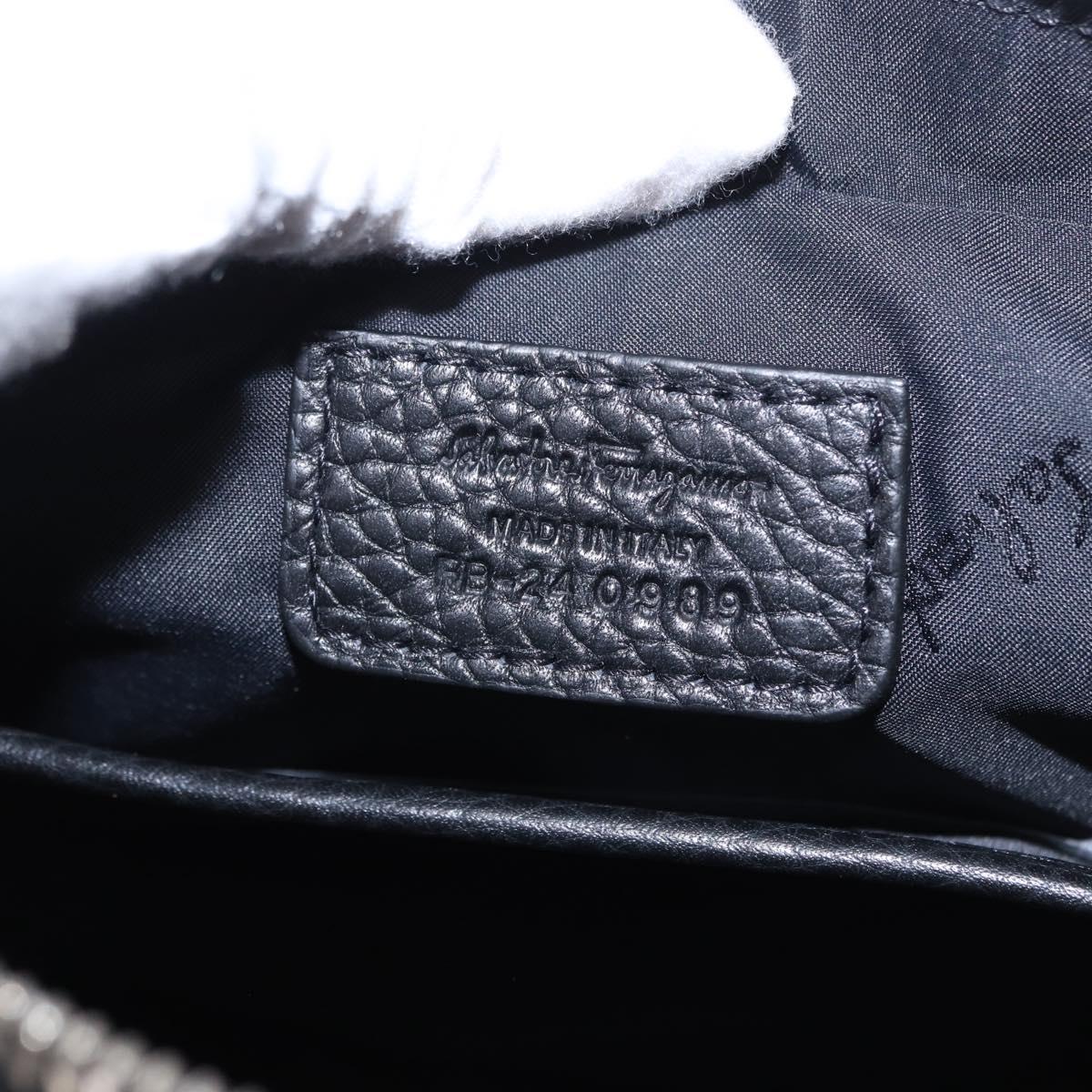 Salvatore Ferragamo Gancini Waist bag Leather Black Silver Auth ka5295A