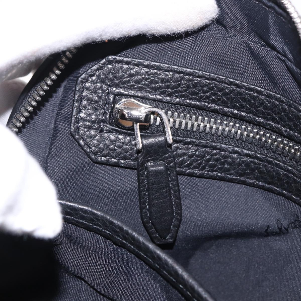 Salvatore Ferragamo Gancini Waist bag Leather Black Silver Auth ka5295A