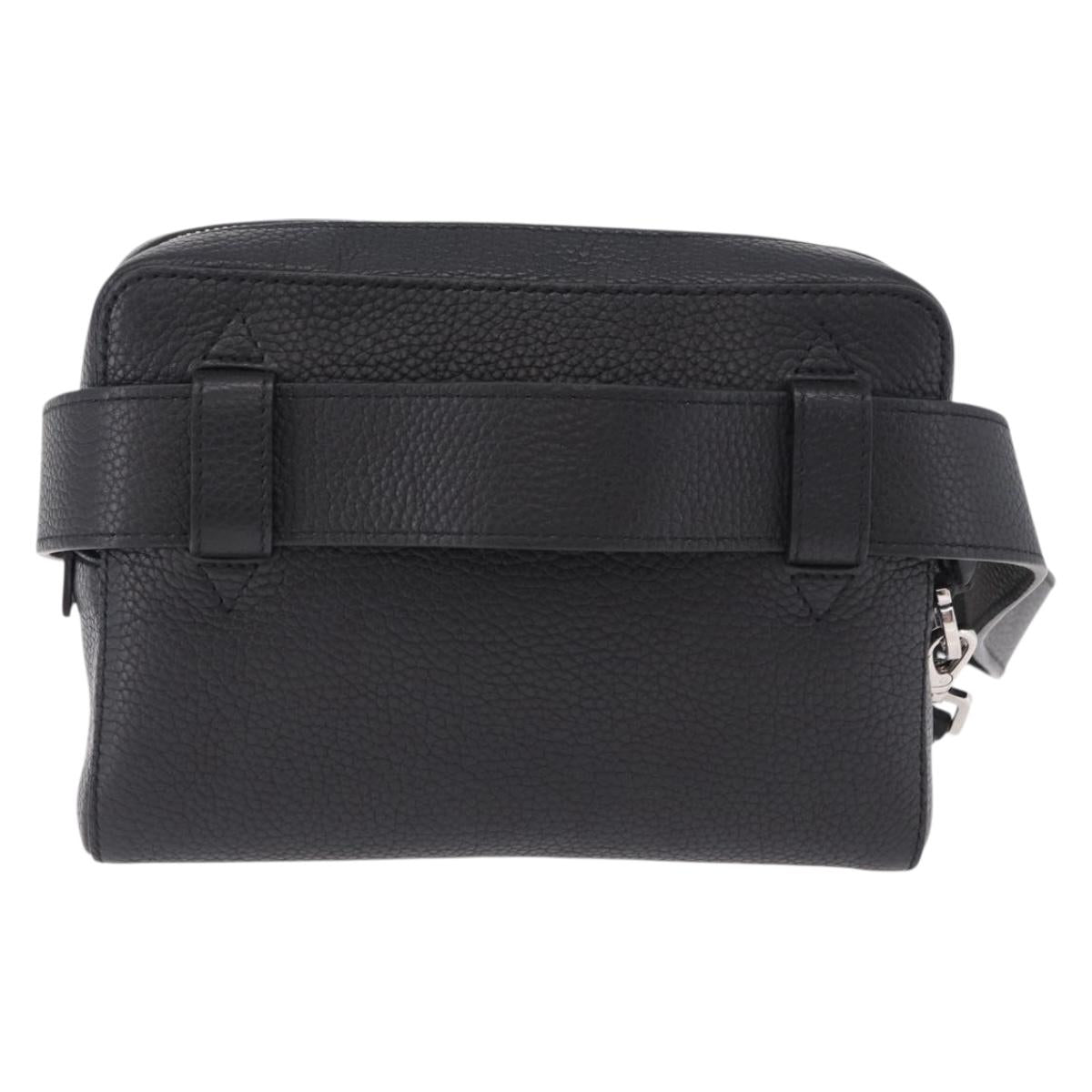 Salvatore Ferragamo Gancini Waist bag Leather Black Silver Auth ka5295A