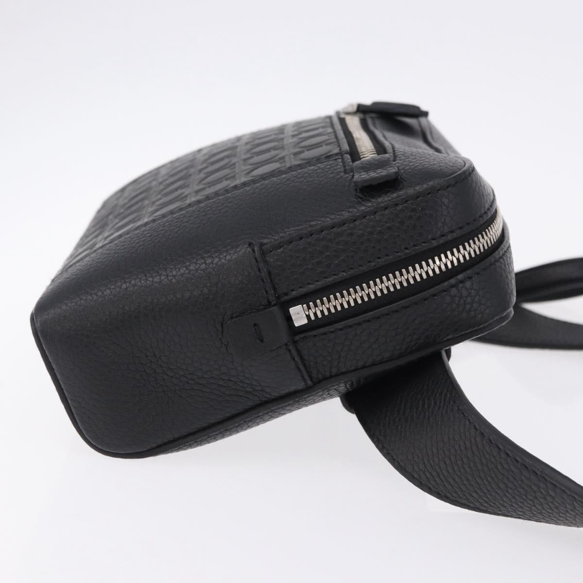 Salvatore Ferragamo Gancini Waist bag Leather Black Silver Auth ka5295A