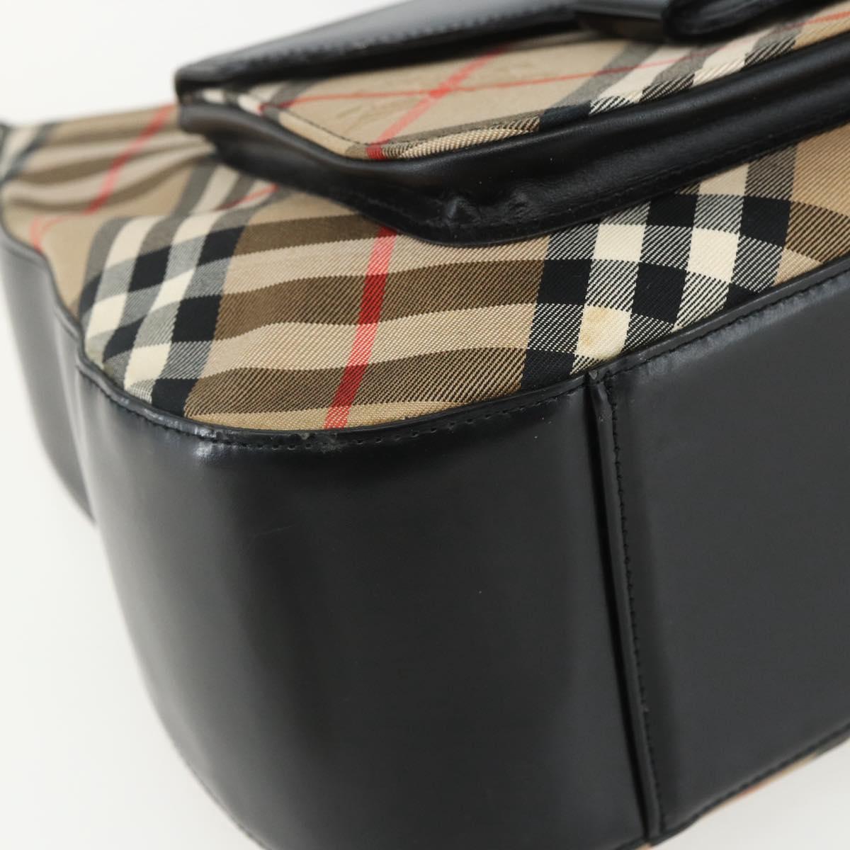 Burberrys Nova Check Shoulder Bag Canvas Beige Silver Auth ka530