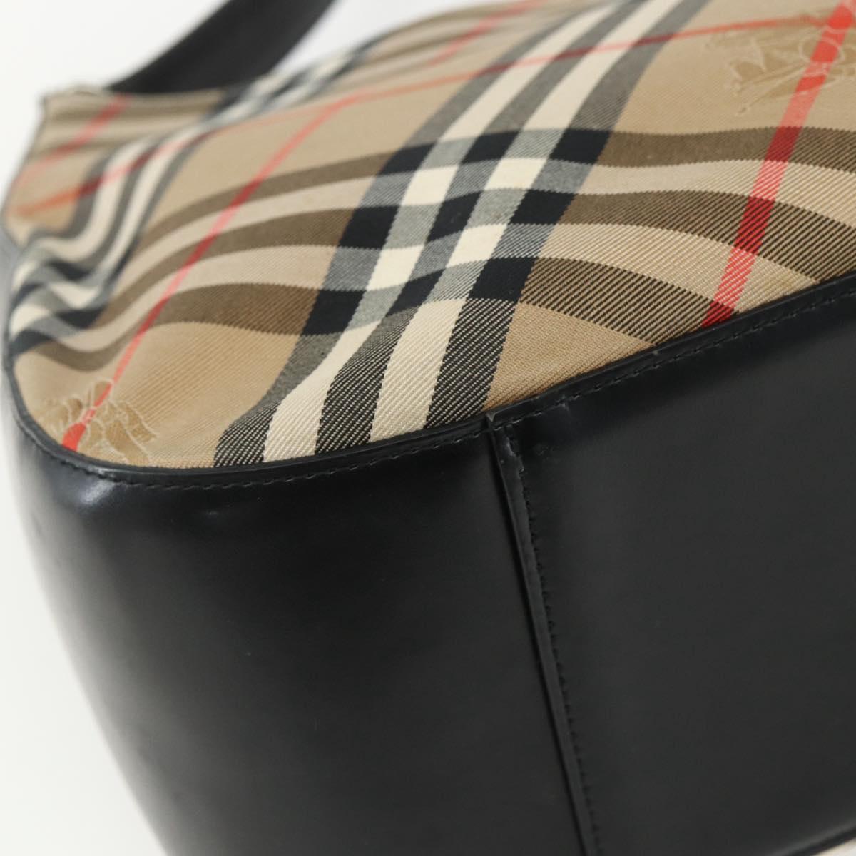 Burberrys Nova Check Shoulder Bag Canvas Beige Silver Auth ka530