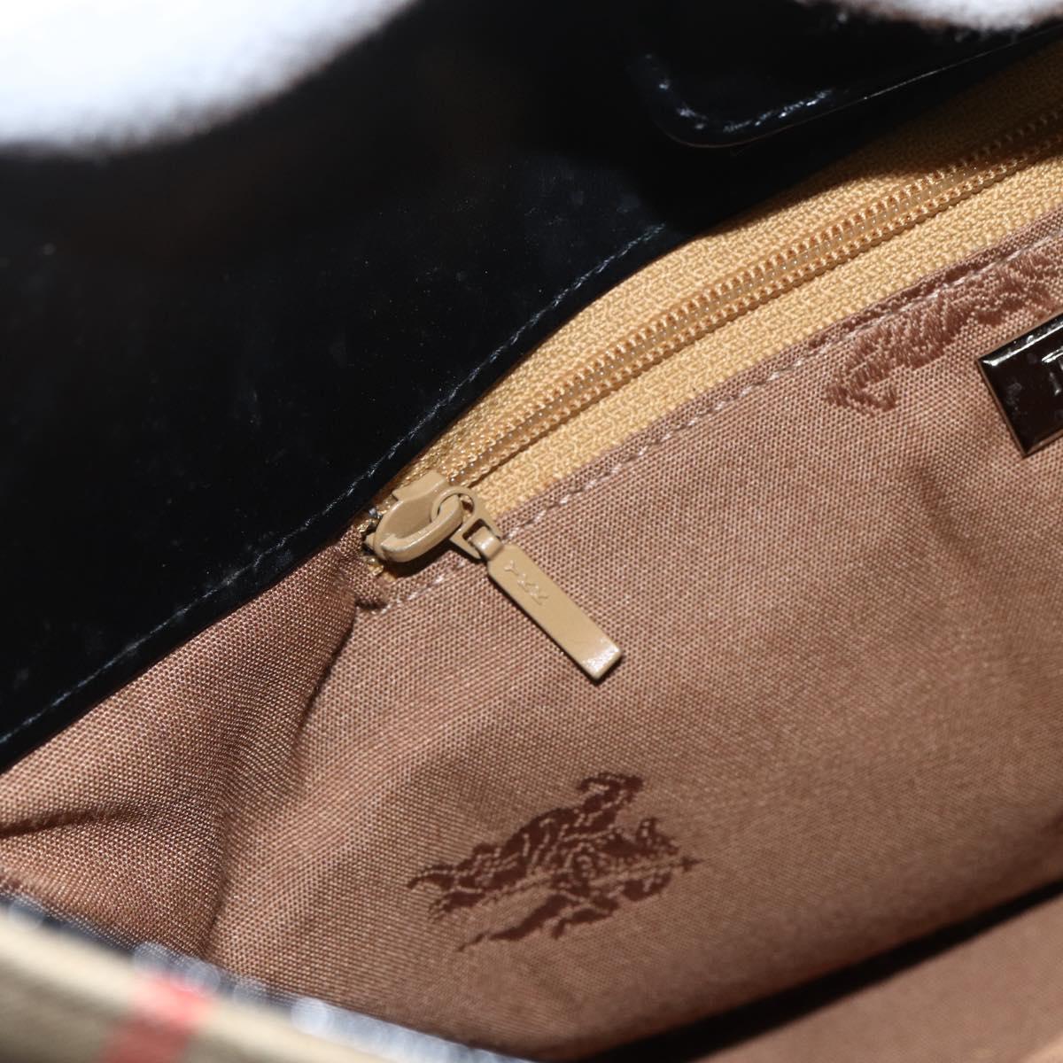 Burberrys Nova Check Shoulder Bag Canvas Beige Silver Auth ka530