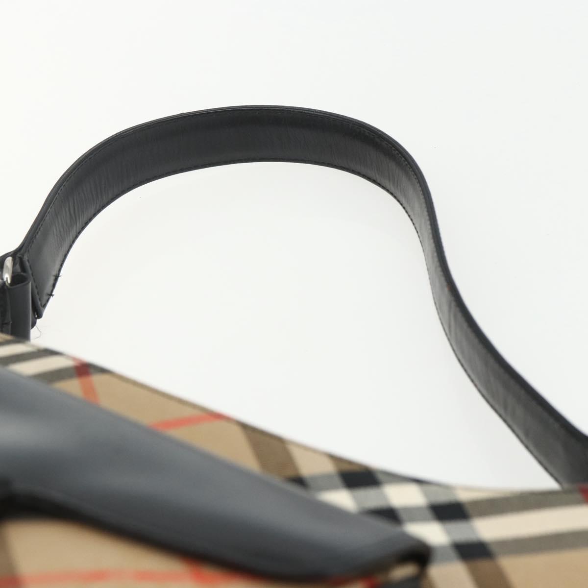 Burberrys Nova Check Shoulder Bag Canvas Beige Silver Auth ka530