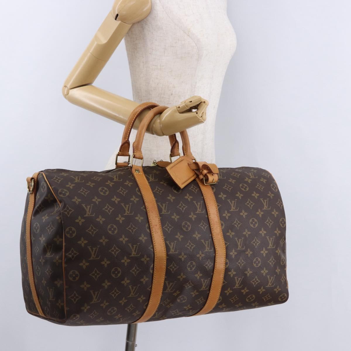 LOUIS VUITTON Monogram Keepall Bandouliere 50 Boston Bag M41416 LV Auth ka5300