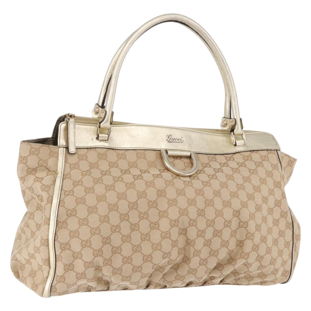 GUCCI GG Canvas Hand Bag Beige Gold 190248 Auth ka5304A