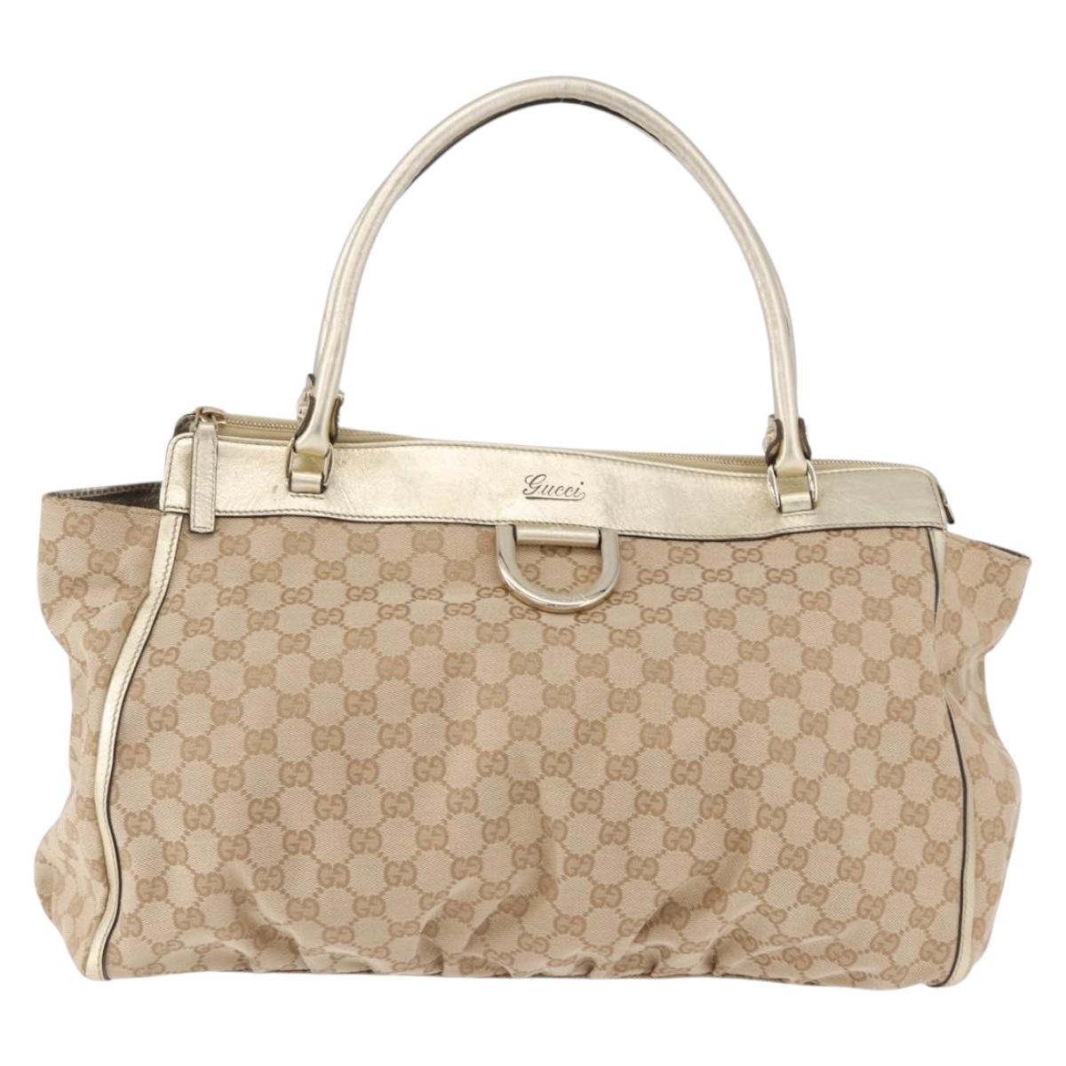 GUCCI GG Canvas Hand Bag Beige Gold 190248 Auth ka5304A