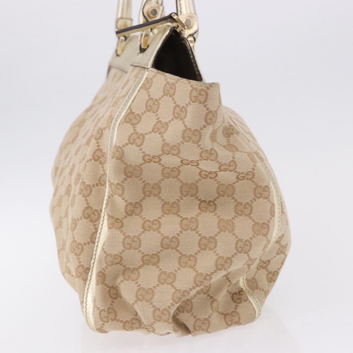 GUCCI GG Canvas Hand Bag Beige Gold 190248 Auth ka5304A