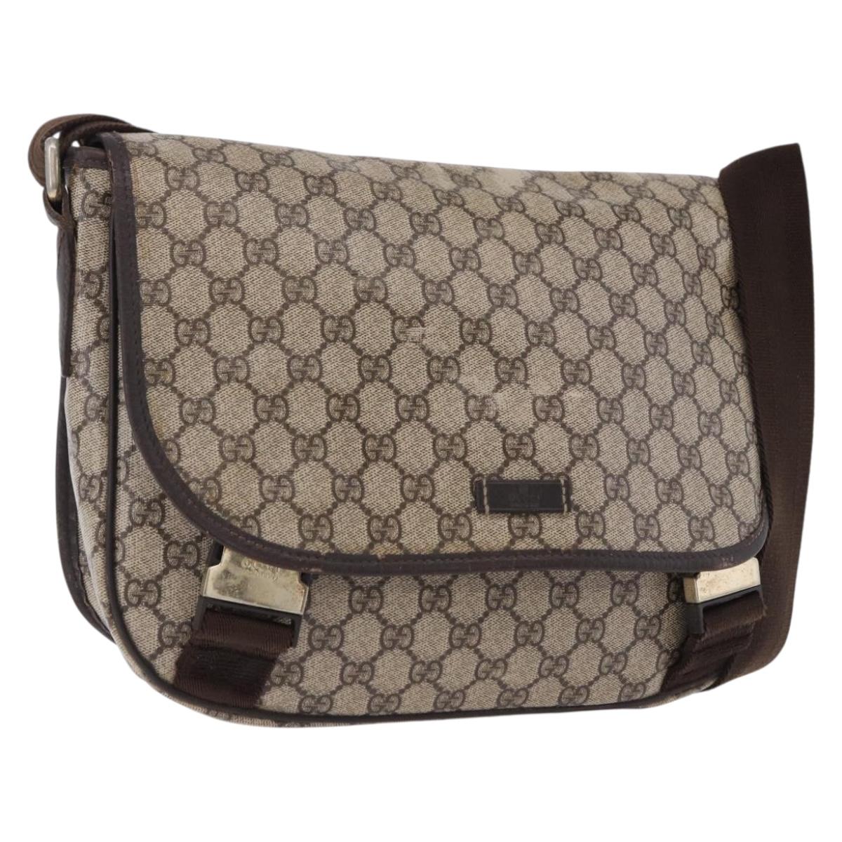 GUCCI GG Supreme Shoulder Bag PVC Beige Gold 201732 Auth ka5309