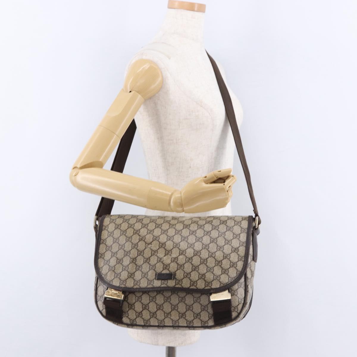 GUCCI GG Supreme Shoulder Bag PVC Beige Gold 201732 Auth ka5309