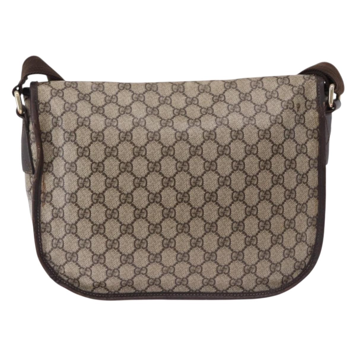 GUCCI GG Supreme Shoulder Bag PVC Beige Gold 201732 Auth ka5309
