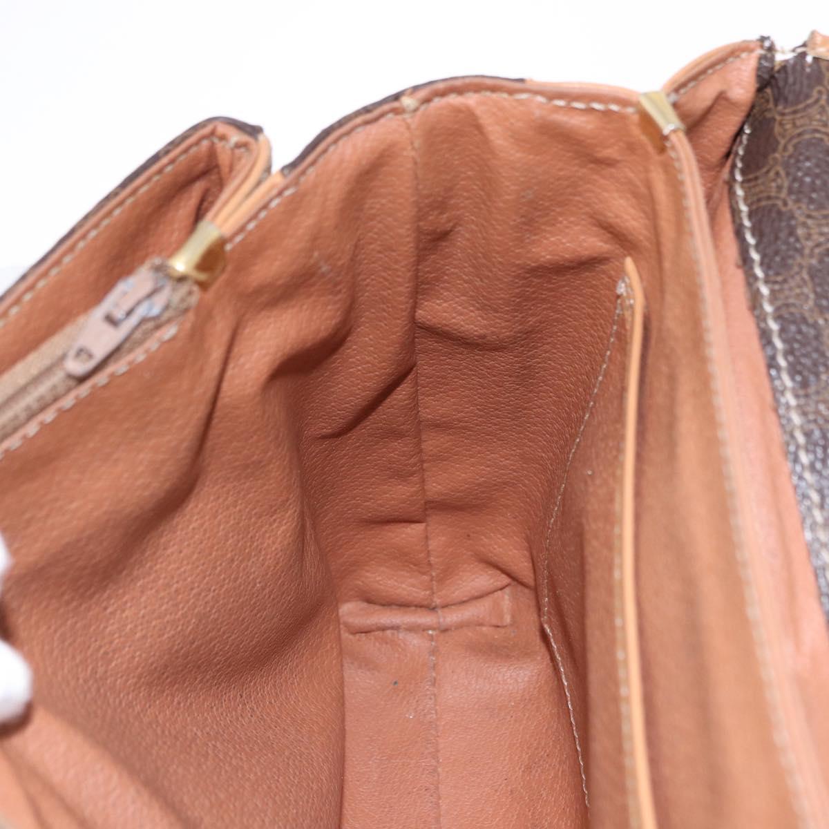 CELINE Macadam Canvas Shoulder Bag PVC Leather Brown Gold Auth ka5312