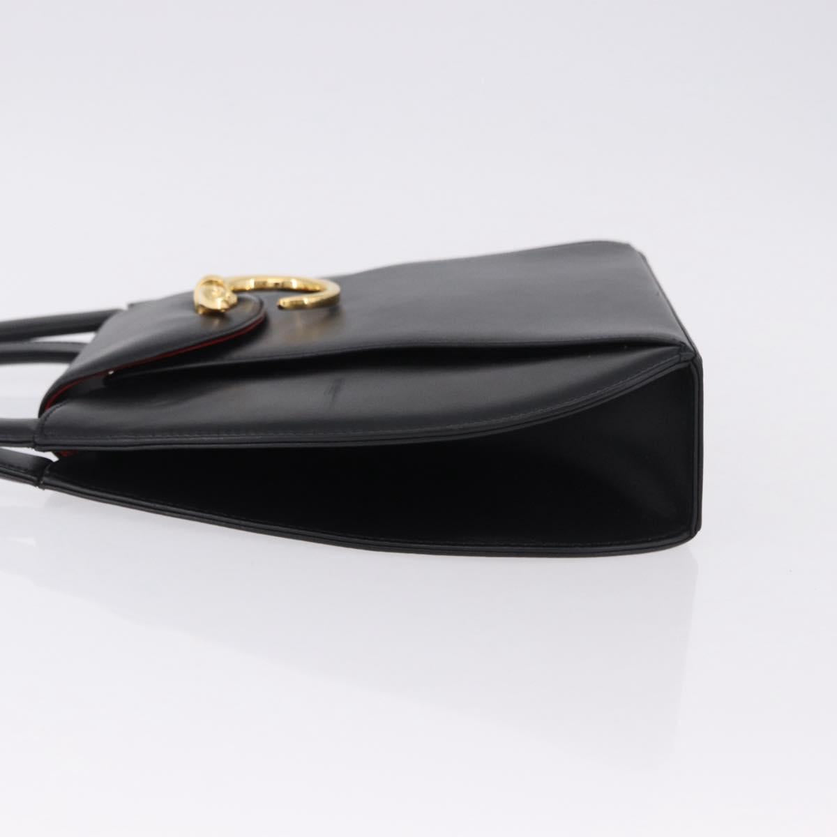 CARTIER PANTHERE Hand Bag Leather Black Gold Auth ka5314A