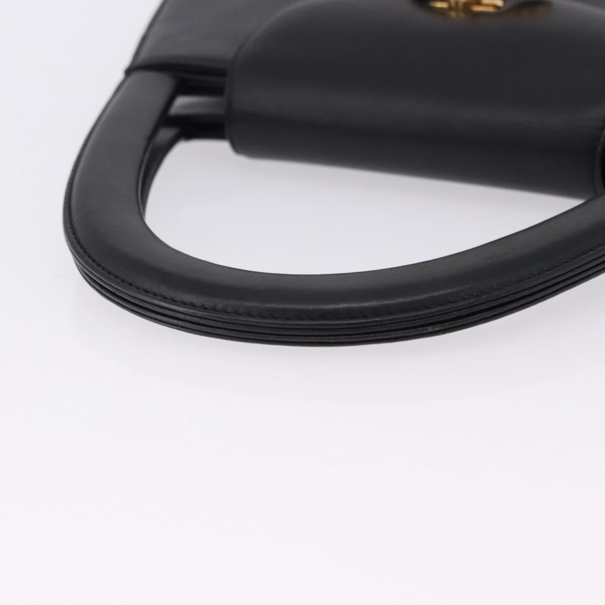 CARTIER PANTHERE Hand Bag Leather Black Gold Auth ka5314A