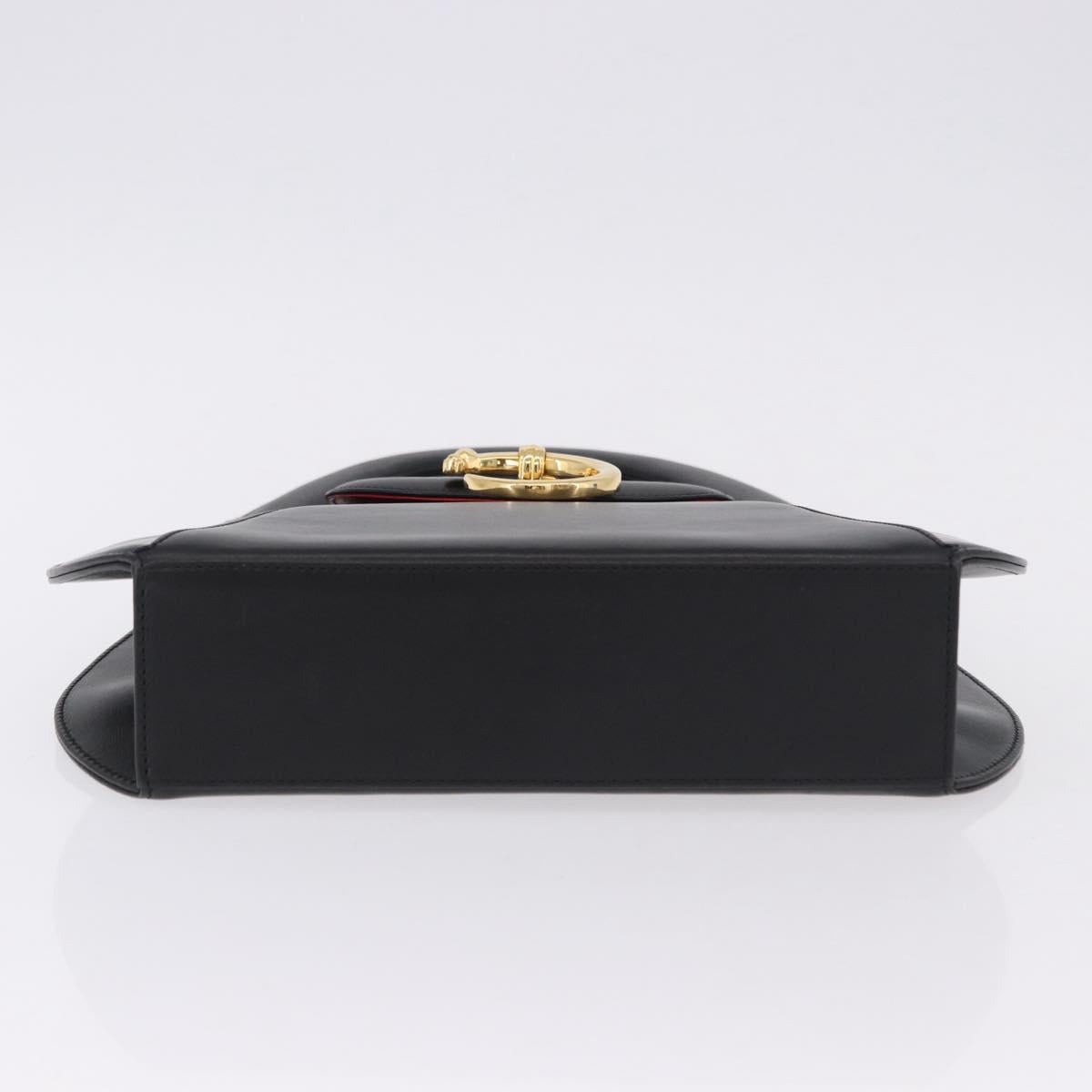CARTIER PANTHERE Hand Bag Leather Black Gold Auth ka5314A