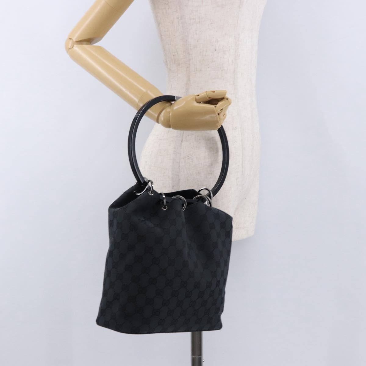 GUCCI GG Canvas Shoulder Bag Black Silver 001 3750 Auth ka5315A