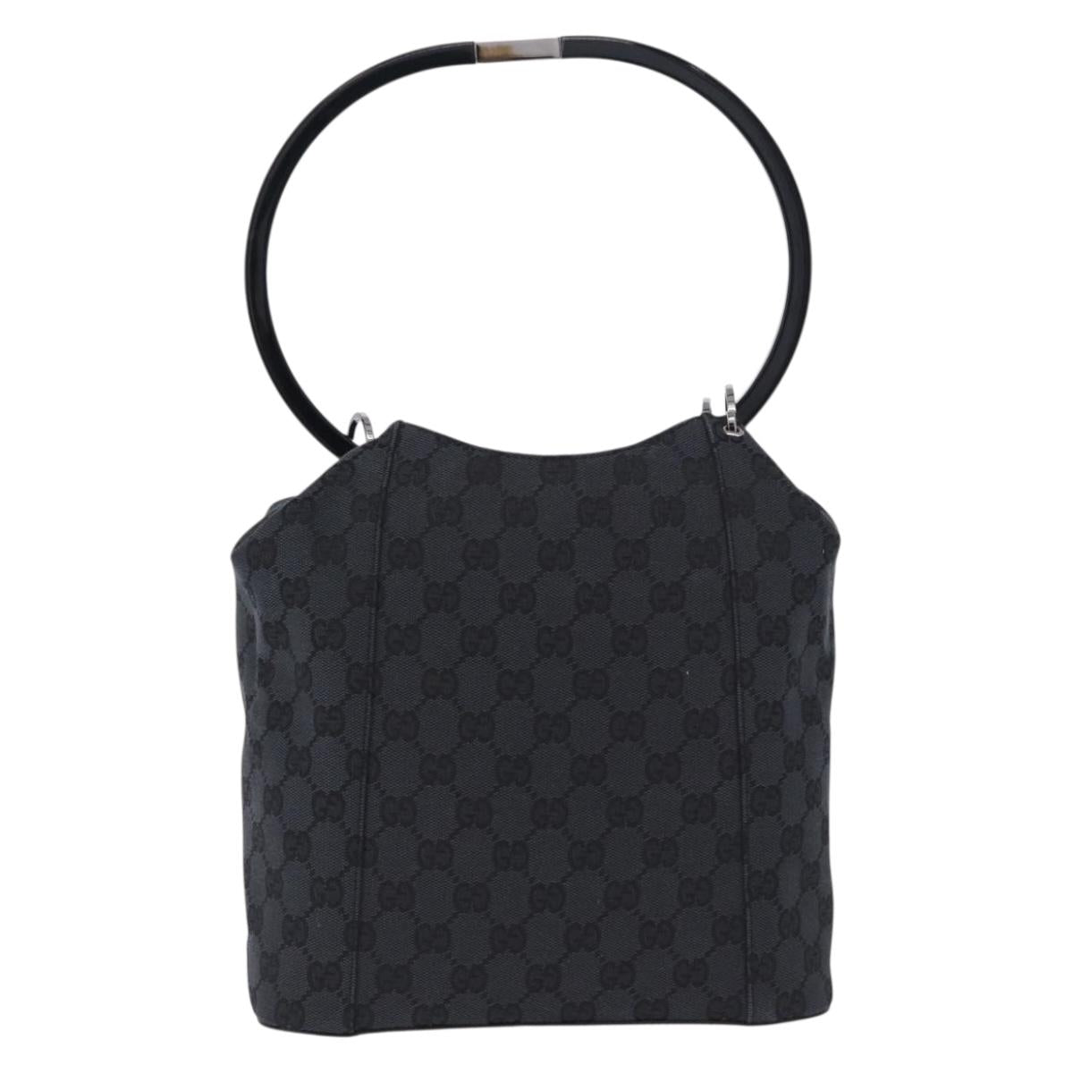 GUCCI GG Canvas Shoulder Bag Black Silver 001 3750 Auth ka5315A